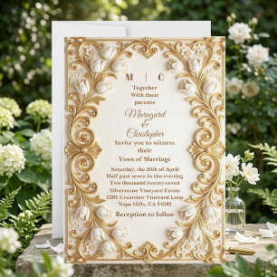 Witte Tulpen Barok Weelderige Gouden Bloemen Bruil Kaart