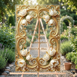 Witte tulpen barokke weelde gouden sierlijke trouw acryl bord