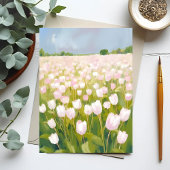 Witte Tulpen Bloem Veld Schilderen Briefkaart