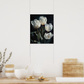 Witte Tulpen Bloemen Art Print Poster (Keuken)