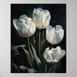Witte Tulpen Bloemen Art Print Poster
