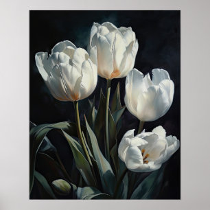 Witte Tulpen Bloemen Art Print Poster