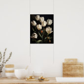 Witte Tulpen Bloemen Art Print Poster (Keuken)