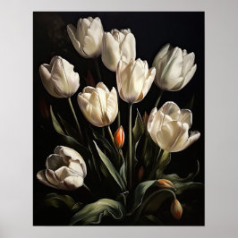 Witte Tulpen Bloemen Art Print Poster