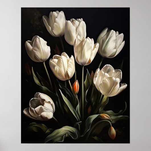 Witte Tulpen Bloemen Art Print Poster (Voorkant)