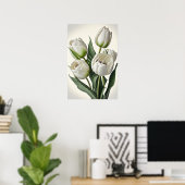 Witte Tulpen Bloemenkunst Print Poster (Thuiskantoor)