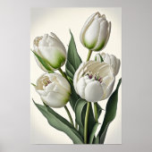 Witte Tulpen Bloemenkunst Print Poster (Voorkant)