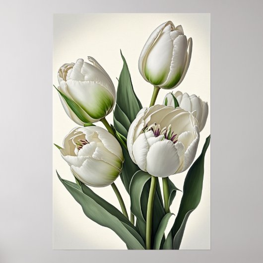 Witte Tulpen Bloemenkunst Print Poster (Voorkant)