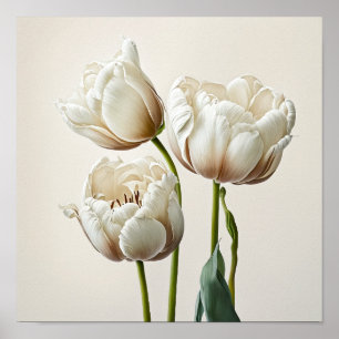 Witte Tulpen Bloemenkunst Print Poster