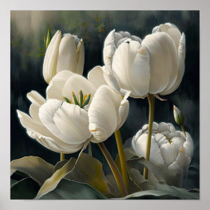 Witte Tulpen Bloemenkunst Print Poster