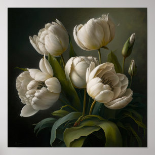 Witte Tulpen Bloemenkunst Print Poster