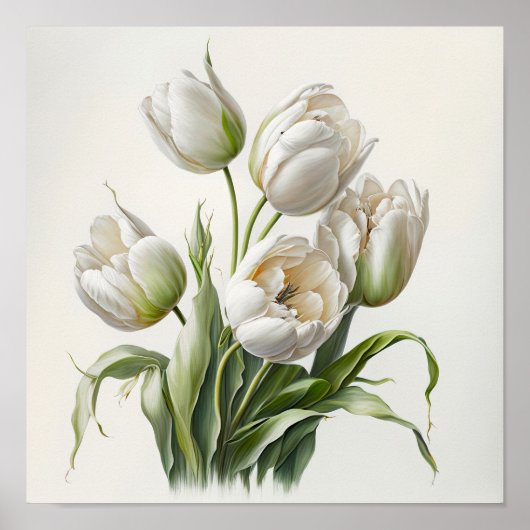Witte Tulpen Bloemenkunst Print Poster (Voorkant)