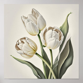 Witte Tulpen Bloemenkunst Print Poster