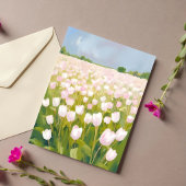 Witte tulpen bloemenveld schilderen kaart