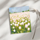 Witte tulpen bloemenveld schilderen kaart