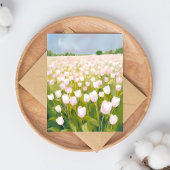 Witte tulpen bloemenveld schilderen kaart