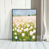 Witte tulpen bloemveld schilderen aquarel poster