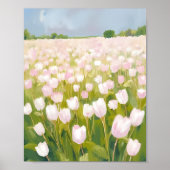 Witte tulpen bloemveld schilderen aquarel poster (Voorkant)