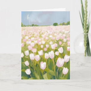 Witte tulpen bloemveld schilderij kaart