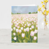 Witte tulpen bloemveld schilderij kaart (Gele Bloem)