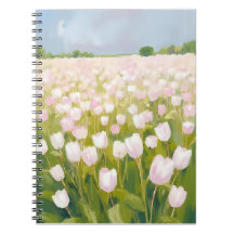 Witte tulpen bloemveld schilderij