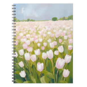 Witte tulpen bloemveld schilderij notitieboek