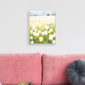 Witte tulpen bloemveldschilderij canvas afdruk (Insitu (Woonkamer))