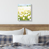 Witte tulpen bloemveldschilderij canvas afdruk (Insitu (Slaapkamer))