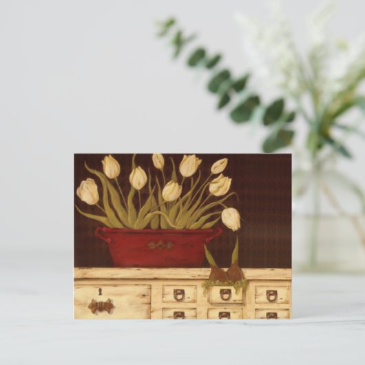 witte tulpen briefkaart (Staand voorkant)