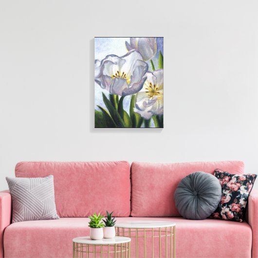 "Witte Tulpen" Canvas Afdruk (Insitu (Woonkamer))