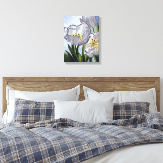 "Witte Tulpen" Canvas Afdruk (Insitu (Slaapkamer))