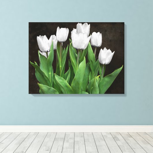 Witte tulpen canvas afdruk (Insitu (Houten vloer))