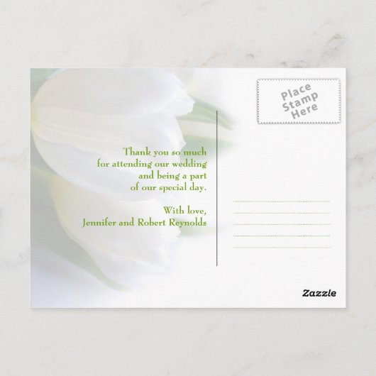 Witte Tulpen Dank u Briefkaart (Achterkant)