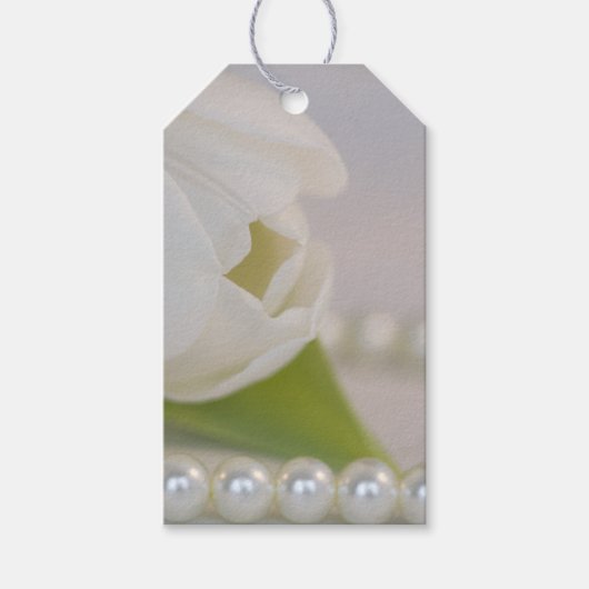 Witte Tulpen en parelhoenders voor Labels Cadeaulabel (Voorkant)