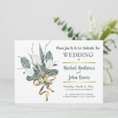 Witte Tulpen Gouden Huwelijksuitnodiging Kaart (Staand voorkant)