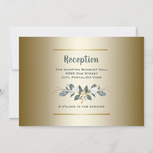 Witte Tulpen Gouden Huwelijksuitnodiging Kaart (Achterkant)