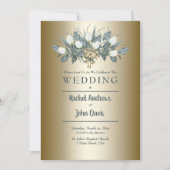 Witte Tulpen Gouden Huwelijksuitnodiging Kaart (Voorkant)