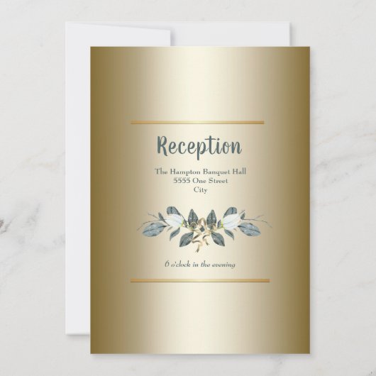 Witte Tulpen Gouden Huwelijksuitnodiging Kaart (Achterkant)