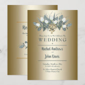 Witte Tulpen Gouden Huwelijksuitnodiging Kaart (Voorkant / Achterkant)