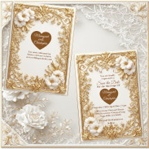 Witte tulpen gouden sierlijke barok save the date 