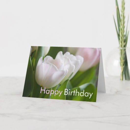 Witte Tulpen • Het Wenskaart van de verjaardag Kaart (Voorkant)