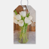 Witte Tulpen in Mason Jar Wedding Favor Label Cadeaulabel (Voorkant)