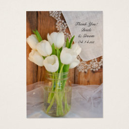 Witte Tulpen in Mason Jar Wedding Favor Label Visitekaartjes