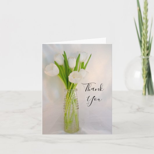 Witte tulpen in melkfles bruiloft Dank je Bedankkaart (Voorkant)