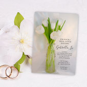 Witte tulpen in Vrijgezellenfeest met melkflesjes Kaart