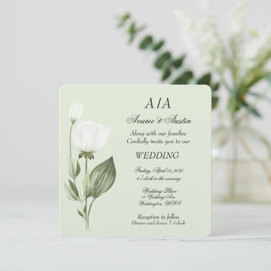 Witte Tulpen lente bruiloft Kaart (Staand voorkant)