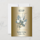 Witte tulpen met goud, bruiloft RSVP kaartje (Voorkant)