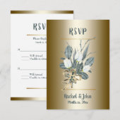 Witte tulpen met goud, bruiloft RSVP kaartje (Voorkant / Achterkant)