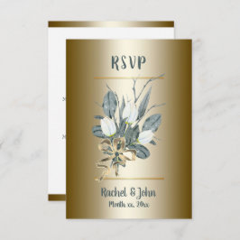 Witte tulpen met goud, bruiloft RSVP kaartje