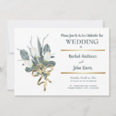 Witte tulpen met gouden bruiloft kaart (Voorkant)